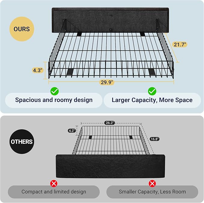 Allewie Upholstered Queen Size Platform Bed Frame with 4 Storage Drawers and Headboard, Diamond Stitched Button Tufted, Mattress Foundation with Wooden Slats Support, No Box Spring Needed, Black