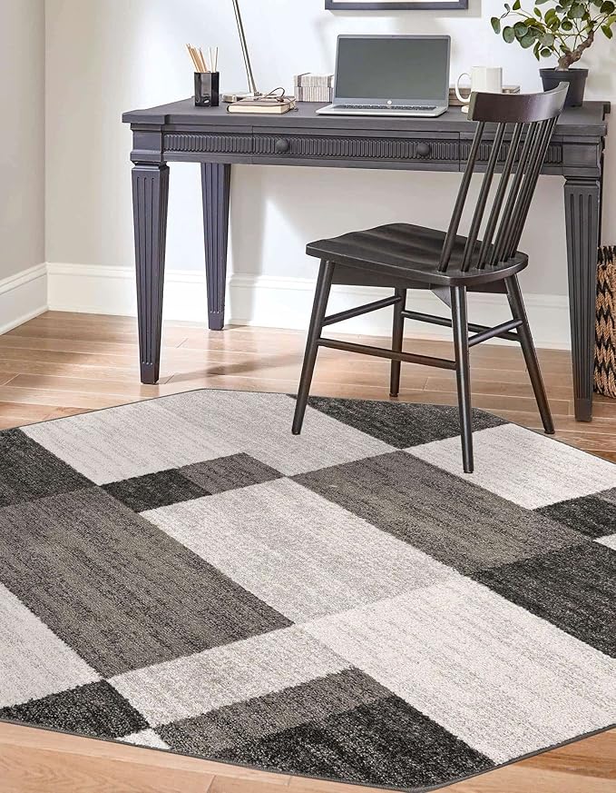 Unique Loom Autumn Collection Area Rug - Providence (7' 10" Octagon, Gray/ Ivory)