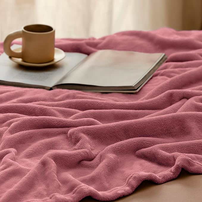 Bedsure GentleSoft Fleece Bed Blankets Queen Size Dusty Rose - Soft Lightweight Plush Fuzzy Cozy Luxury Blanket Microfiber, 90x90 inches