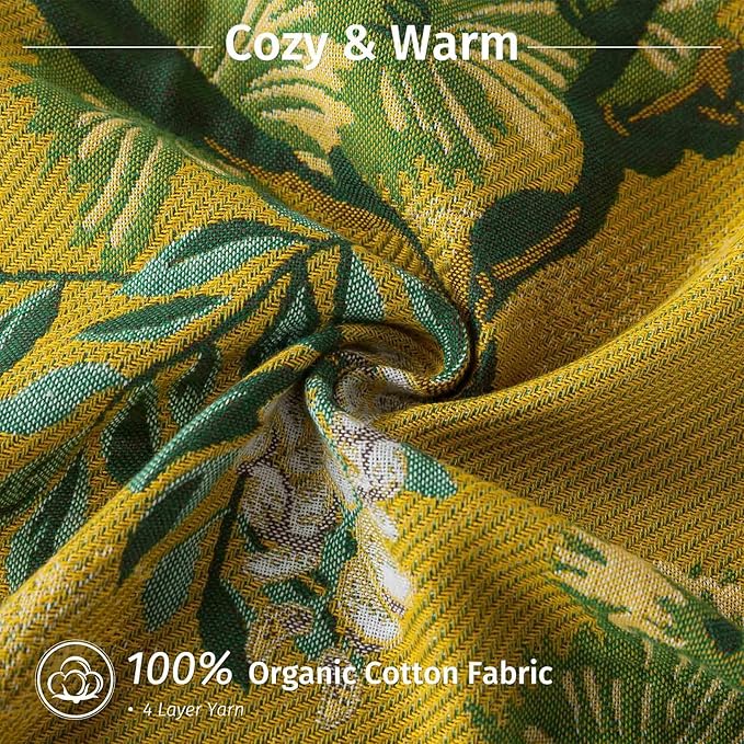 Qidordour Boho Throw Blanket, 60"x80" Muslin Blankets, 100% Organic Cotton Blanket for Couch Sofa, Lightweight Quilt with Tassel, All Season Bed Throw, Farmhouse Home Decor, A-Sophora Flower
