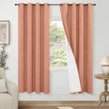 Linen Blackout Curtains 72 Inch Long for Bedroom, 100% Black Out Fall Curtains for Bedroom Living Room, Light Blocking Thermal Insulated Window Curtains, Each 52x72 Inch 2 Panels, Terracotta