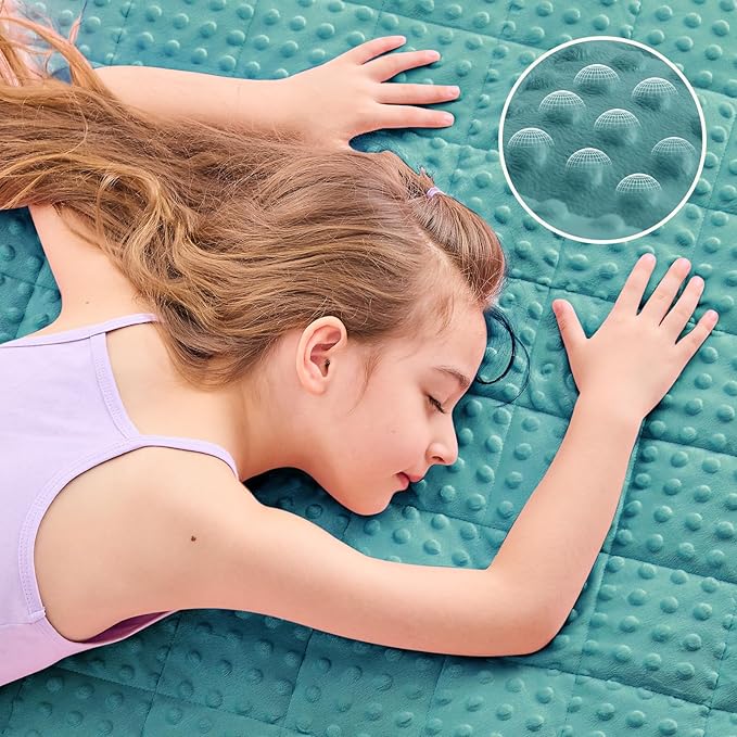yescool Twin Size Weighted Blanket for Adults 12 Pounds Teal Cooling Weighted Heavy Blanket, Minky Throw Blankets Warm Weighted Comforter, Big Washable Thick Blankets Gift for 100-150lbs, 48 * 72in