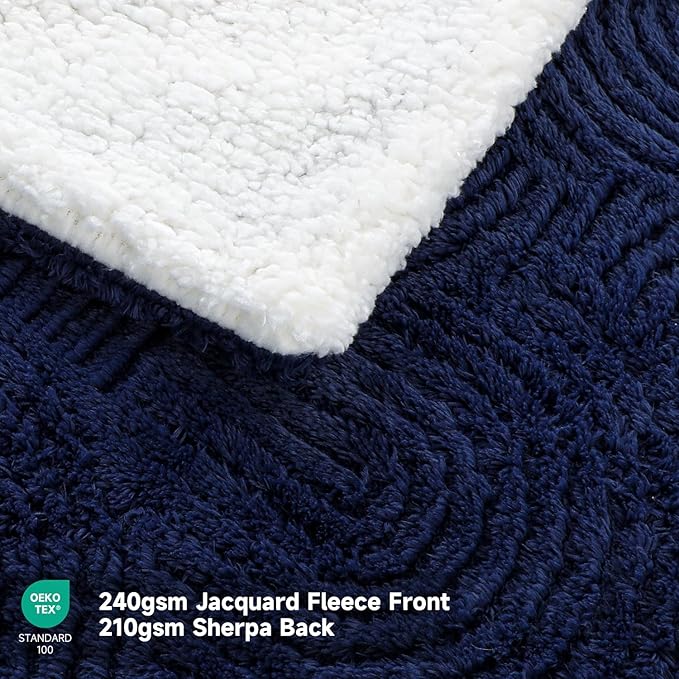 Heated Blanket Full Size - 72"x84" Cozy Soft Jacquard Heating Blanket with 4 Heat Levels & 10 Hours Auto-Off, Jacquard Fleece, Overheating Protection, Warm Gifts, Navy