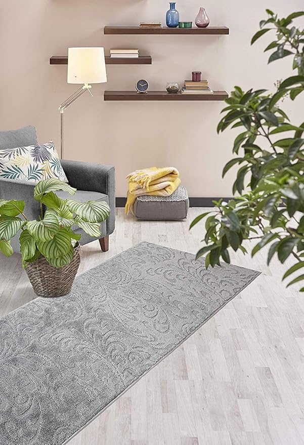 34 FT Grey Extra Long Hallway Runner Rug, Non Slip Washable Indoor Carpet 2'2" x 34' for Bathroom, Entryway, or Living Room! Farmhouse Floor Mat, Custom Lenght