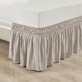 Lush Decor Ruched Ruffle Elastic Easy Wrap Around Bed Skirt Single Twin/Twin XL/Full Neutral - Twin Bed Skirt - Dust Ruffle - Tan Bedskirts