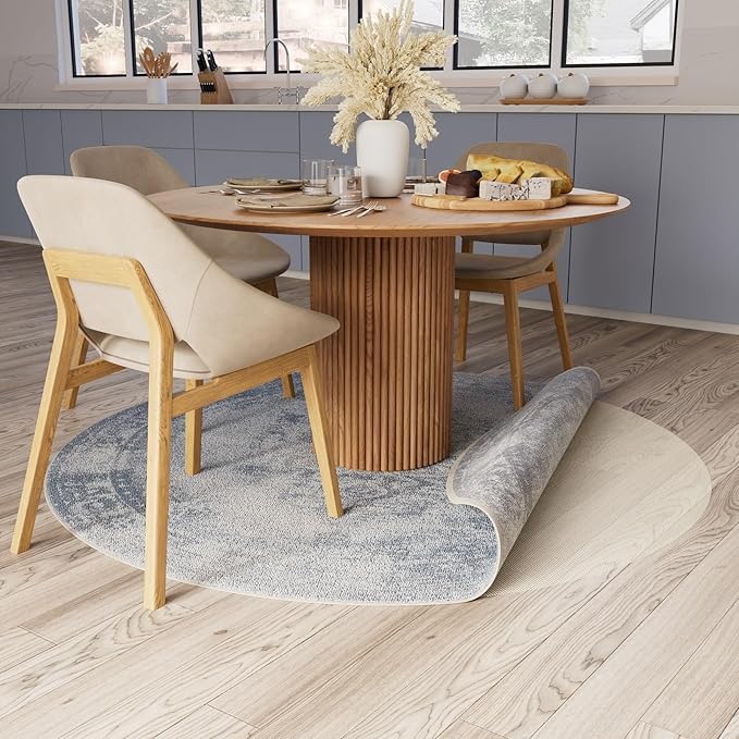 Veken 5x5 Ft Round Rug Pad Gripper for Hardwood Floors, Circle Non Slip Rug Pads for Area Rugs, Thick Rug Grippers for Tile Floors, Under Carpet Anti Skid Mat, Keep Your Rugs Safe and in Place