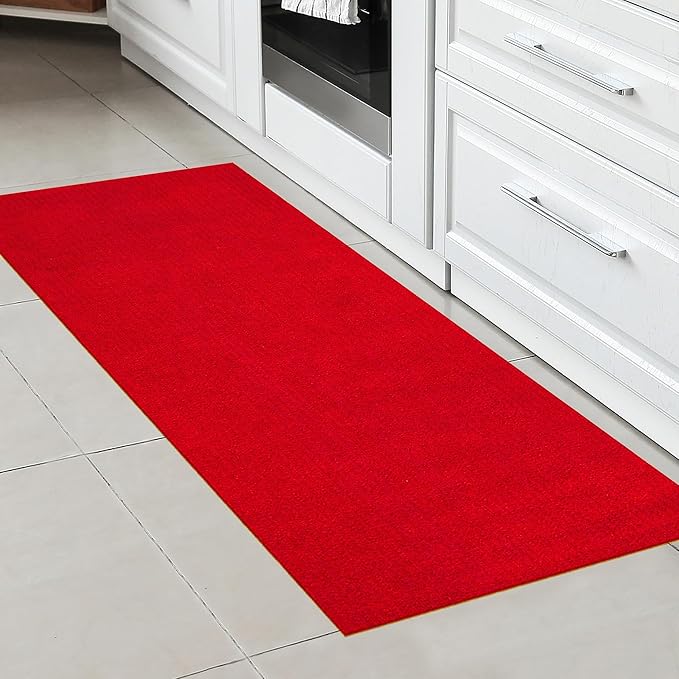 Ottomanson 2' x 5' Hallway Runner with Scraper Pile - Extra Durable Non-Slip Rug Mat for Indoor & Outdoor Use - Ideal for Kitchen, Entryway, Patio & Garage - High-Traffic Carpet, Red