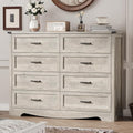 Dresser for Bedroom with 8 Drawers, 54" Wide Wood Chest of Drawers with Deep Drawers & Mental Handle, Modern Dresser TV Stand, Wooden Closet Storage Organizer for Living Room, Hallway, Entryway, Grey