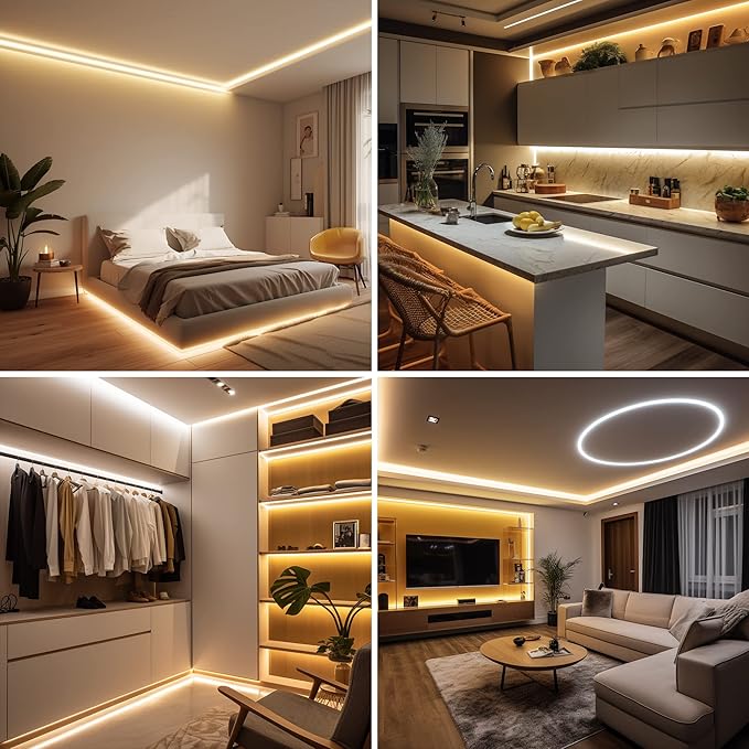 COB LED Strip Lights with Remote, 24V 9.84ft Warm White Dimmable LED Light Strips, High Bright 3000K LED Lights with Power Supply for Room, Kitchen, DIY Home Decoration
