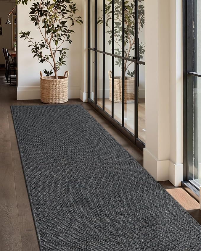 Color&Geometry Door Mat 3'x8' Runner Rug with Rubber Backing, Non Slip Washable Hallway Runner Rugs Kitchen Runner Rug, Carpet Runners for Hallway Living Room Bedroom, Grey (Rolled-up NO Creases)