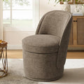 Swivel Accent Chair, 360° Swivel Chair with Hidden Storage, Vanity Chairs, Modern Small Barrel Swivel Armchair for Living Room/Bedroom, Brown