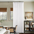 Custom Pinch Pleated 105 Inch Curtains 2 Panels Set for Windows White Linen Blend Curtains Pinch Pleat Back Tab Privacy Light Filtering Boho Drape with Hooks and Rings for Living Room Bedroom