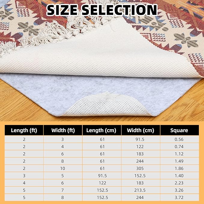Non Slip Rug Pad, Natural Rubber Backing Rug Pads 1/4” Thick, Felt Rug Gripper Pad, Non Slip Under Carpet Mat, Under Rug Cushion for Hardwood Floors, Carpet Runners (2x4FT)