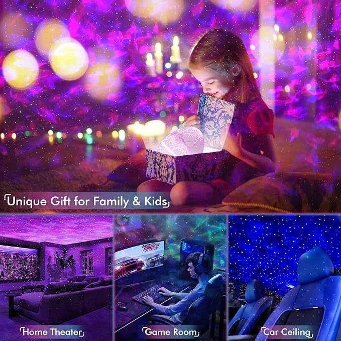 Rossetta Star Projector, Galaxy Projector for Bedroom, LED Night Light Aurora Projector with Bluetooth Speaker, White Noise, Timer and Remote, Room Decor, Gifts for Kids, Adults, Christmas, Birthday