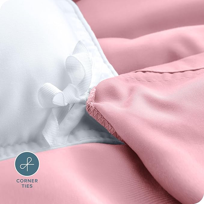 Bare Home Bedding Duvet Cover Queen Size - Premium 1800 Super Soft Collection - Lightweight, Cooling - Soft Breathable Bedding Duvet Cover (Queen, Light Pink)