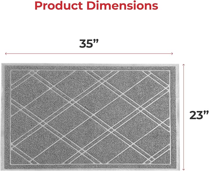 SlipToGrip Durable Door Mat - Grey Plaid Design Entryway Rug - 35x23 inches, No-Slip and Washable - Indoor and Outdoor Use, Weatherproof - Ideal for Garage, Patio, and Front Entryway