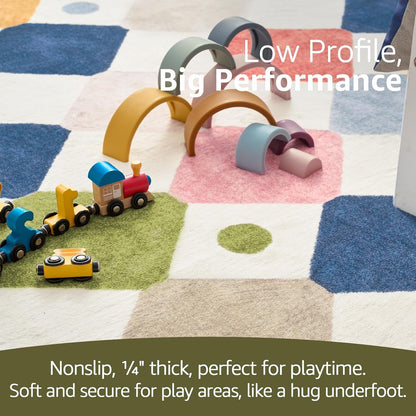 jinchan Round Rug 5ft Kids Washable Rug Indoor Floor Cover Non-Slip Soft Elementary School Classroom Modern Colorful Diamond Carpet for Nursery Daycare Bedroom Playroom Living Room Circus on Cream