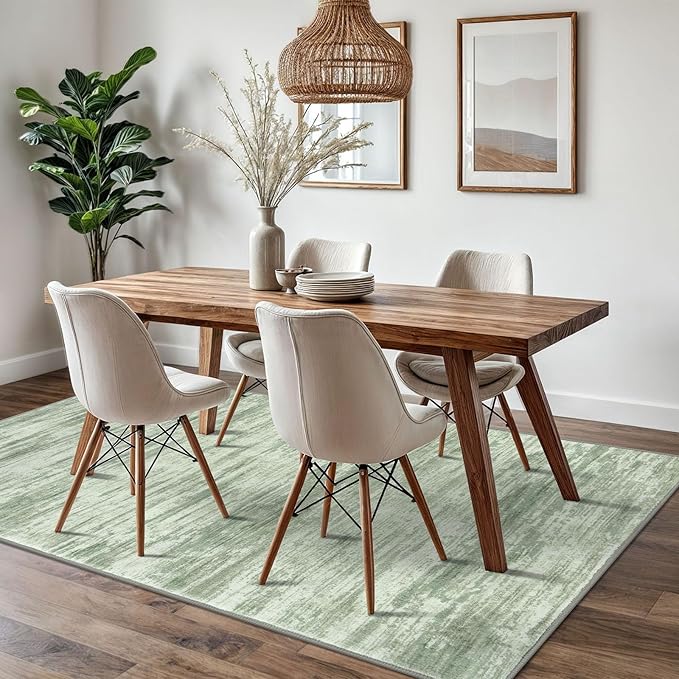 5x7 Modern Abstract Area Rug for Bedroom, Lime Green Large Super Soft Washable Rug with Non-Slip, Non-Shedding Rugs for Living Room, Indoor Door Mat for Home Décor