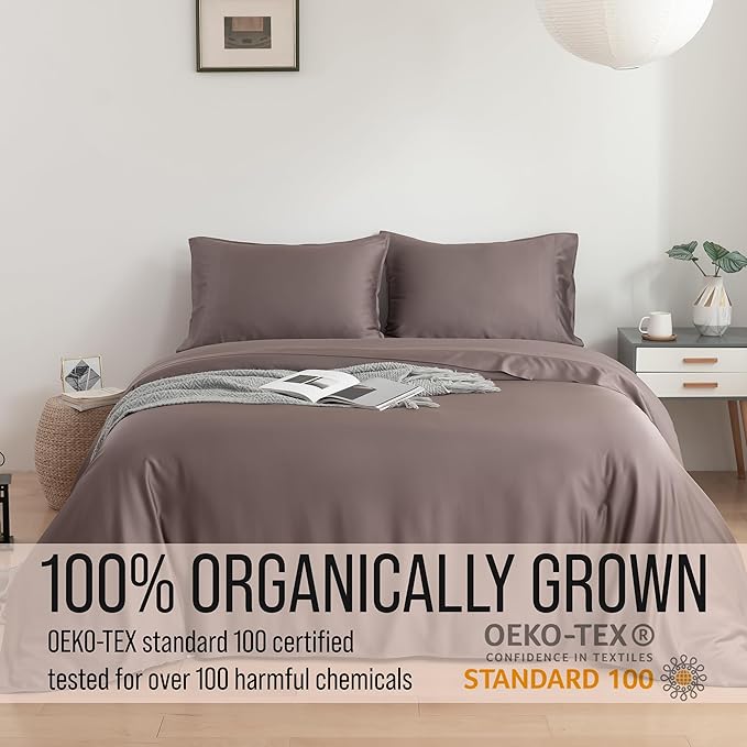 Bella Coterie Luxury Bamboo Viscose Split King Size Sheet Set | 2 Fitted Sheets for Sleep Number & Adjustable Beds | 100% Organically Grown | Cooling & Ultra Soft | 18” Deep Pocket [Mocha]