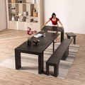 Transformer Table - Solid Wood Extendable Dining Table, Seats 2-12, Extendable Dining Room Table, Space-Saving Furniture, Expandable Dining Furniture (Black, Table + Bench)
