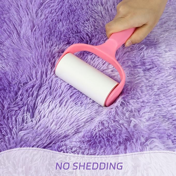duduta Purple Plush Runner Rugs for Bedroom 2x6 ft, Tie Dye Fluffy Shag Rug for Dorm Nursery Bedside, Machine Washable Non Slip
