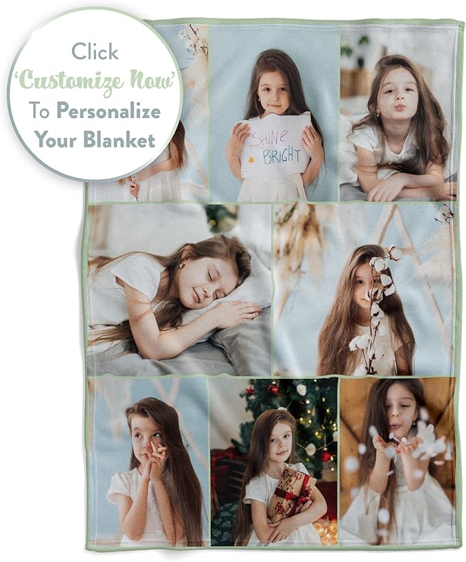 Ships Next Day, Custom Blanket with Picture - Printed in USA, Personalized Photo Blanket (Sherpa – 60x80)