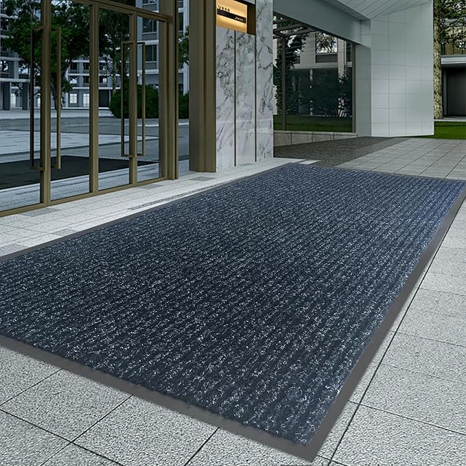 Front Door Mat,3'x10'Indoor Outdoor Door Mat,Heavy Duty Durable Welcome,Commercial Floor Mats Inside Outside Entrance, Waterproof All-Season, All-Weather Non Slip Backing Doormat for Entryway,Black