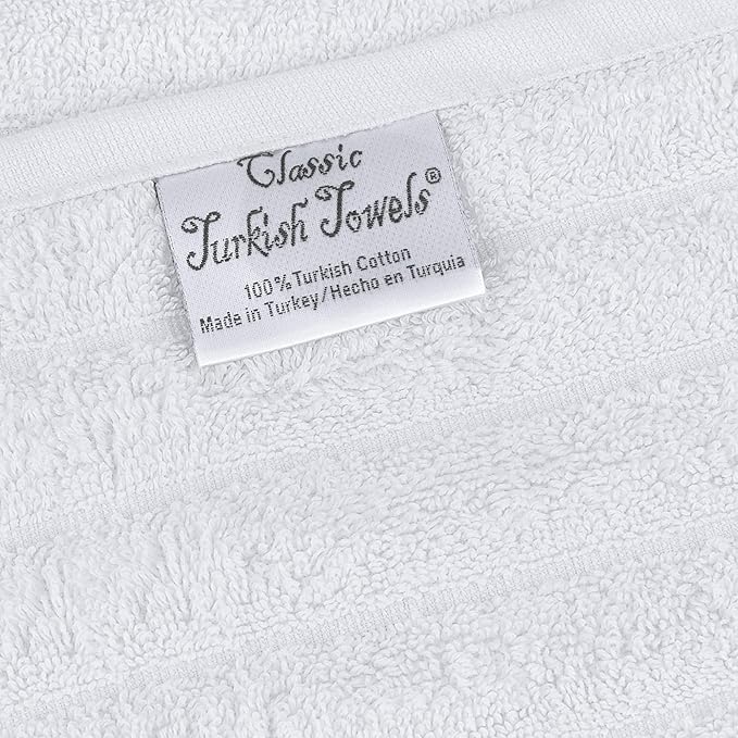 Classic Turkish Towels CTT Premium 6 Piece Hand Towels Set, 100% Turkish Cotton, Quick Dry & Comfy Towels for Hotel & Spa, Highly Absorbent | 20"x32" (White)