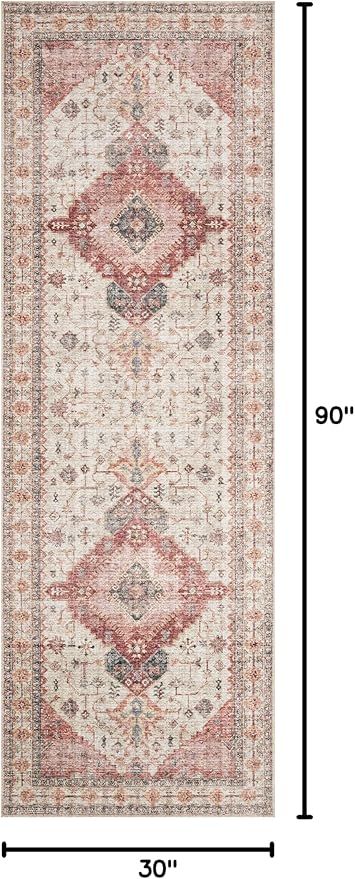 Loloi II Skye Collection SKY-02 Ivory/Berry 2'-6" x 7'-6" Runner Rug