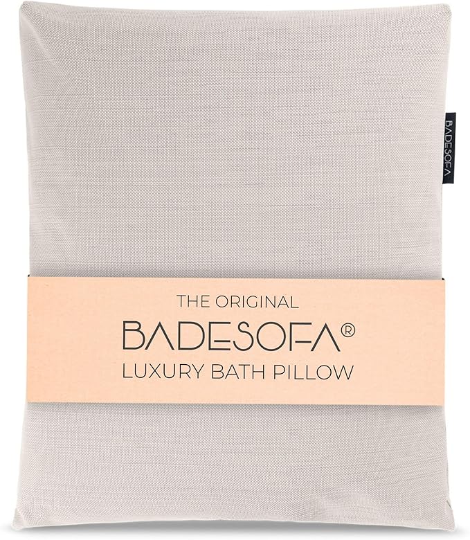 BADESOFA® Luxury Bathtub Pillow L - Large Bath Pillow for Therapeutic Neck and Back Support Quick-Drying - Full Body Bath Tub Cushion - Luxury Spa Cushion in Ivory Pearl