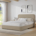 BarnFurin Queen Bed Frame with Headboard, Boucle Upholstered Platform Bed Frame, Luxurious Soft Rounded Corners, No Box Spring Required, Easy Assembly, Beige