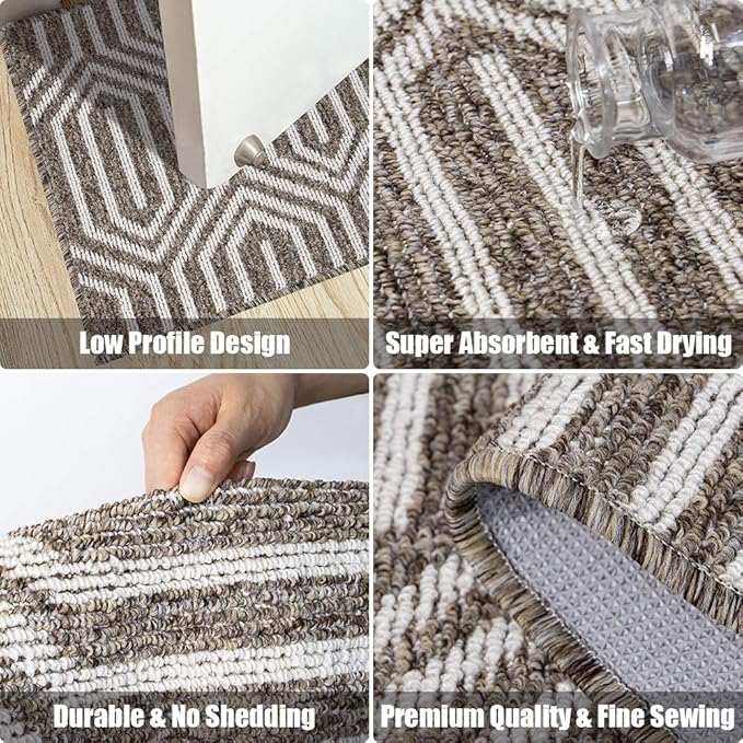 Indoor Doormat 32"x 48", Absorbent Front Back Door Mat, Rubber Backing Non Slip Floor Mats Inside Mud Dirt Trapper Outside Entrance Door Rug Carpet, Machine Washable Low Profile - Brown Time Cloister
