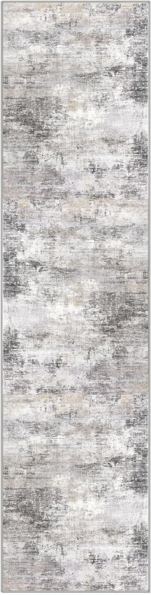 IOHOUZE Abstract Runner Rug 3x12 Ft Washable Runners for Hallways, Non Slip Kitchen Runner Printed Faux Wool Entryway Runner Indoor, Modern Abstract Floor Carpet for Hall Kitchen, Grey Beige