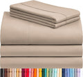 LuxClub 5 PC Split King Sheet Set, Deep Pockets Wrinkle Free Cooling Bed Sheets Hotel Bedding for Women, Men, Includes 2 Fitted Sheet, 1 Flat Sheet and 2 PillowcasesSoft Light Khaki