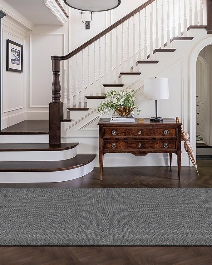Color&Geometry Door Mat 2'2"x7'11" Runner Rug with Rubber Backing, Non Slip Washable Hallway Kitchen, Carpet Runners for Hallway Living Room Bedroom, Light Grey (Rolled-up NO Creases)