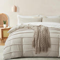 Oli Anderson Linen Grey Duvet Cover King Size - Pleated King Duvet Cover, 3PCS Soft and Breathable Textured Bedding Set with Zipper Closure (Linen, 104"×90")