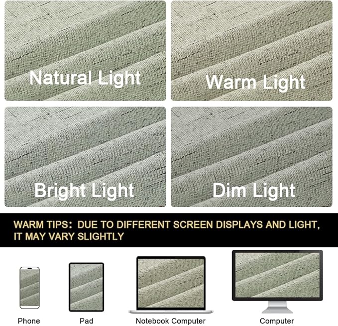 PrinceDeco Sage 100% Blackout Curtains 54" Long Blackout Curtains for Bedroom Linen Texture Solid Thermal Insulated with White Liner Luxury Decor for Nursery 52x54 Inch (2 Panels)