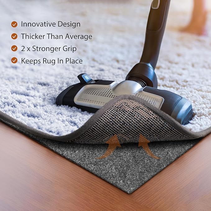 Felt Rug Pad, 2 x 6 Ft Rubber Non-Slip Rug Pad Gripper, Keep Rugs Secure and in Place, Extra Strong Under Carpet Mat Cushion - for All Floors