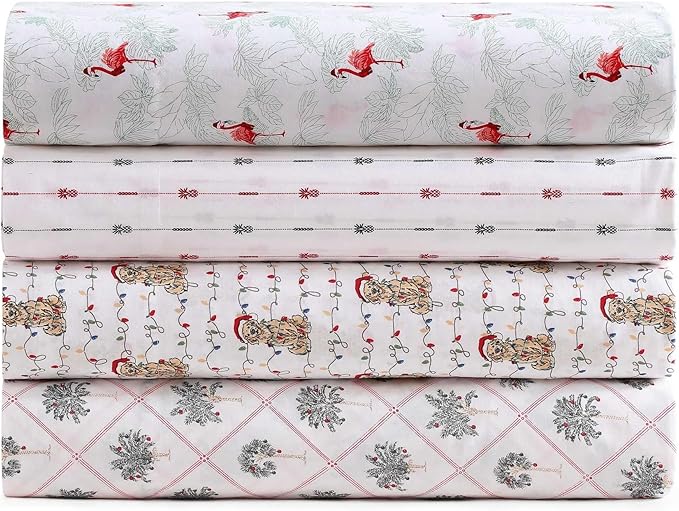 Tommy Bahama - King Size Sheet Set, Crisp & Cool Cotton Percale Bedding with a Smooth Lightweight Feel, 4 Piece Holiday Bed Sheets with Matching Pillowcases (Palm Tree Trellis Red)