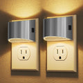 DORESshop LED Night Light[2 Pack], Night Lights Plug into Wall, 3 Level Brightness Adjustable Plug in Night Light, Dusk to Dawn Sensor Nightlights for Adults,Bedroom,Hallway,3000K -Chrome Cover