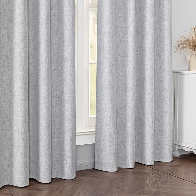 100% Blackout Curtains 108 Inches Long 2 Panels Set, Black Out Curtains for Living Room, Off-White Thermal Insulated Grommet Drapes Bedroom Luxury Decor Privacy(52W × 108L inch, Off-White)