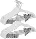 SONGMICS 20-Pack Pants Hangers, 16.7-Inch Long Velvet Hanger with Adjustable Clips, Heavy-Duty, Non-Slip Skirt Hangers, Space-Saving for Pants, Skirts, Coats, Dresses, White UCRF012W20