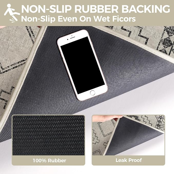 Indoor Door Mat 24"x35",Beige Door Mat Indoor Entrance Dirt Resistant & Absorbent, Non-Slip Rubber Backing Front Door Mats,Washable Low-Profile Doormat for Entryway, Inside Home Entrance