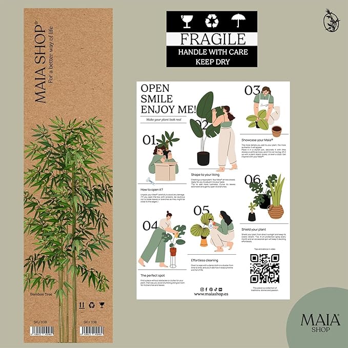 Maia Shop 3ft 5in Artificial Bamboo Tree Plant for House, Apartment or Office – Realistic Fake Indoor Plants for Living Room, Bedroom, Bathroom, Entryway or Patio – Faux Greenery for Home Décor