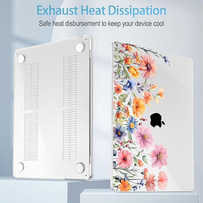 Mektron for 2025 M4 MacBook Air 13.6 Inch A3240 Case Fits 2023 A2681 M2 2024 A3113 M3 Chip with Liquid Retina Display Touch ID, Printed Plastic Hard Shell Cover for MacBook Air 13.6", Floral P165