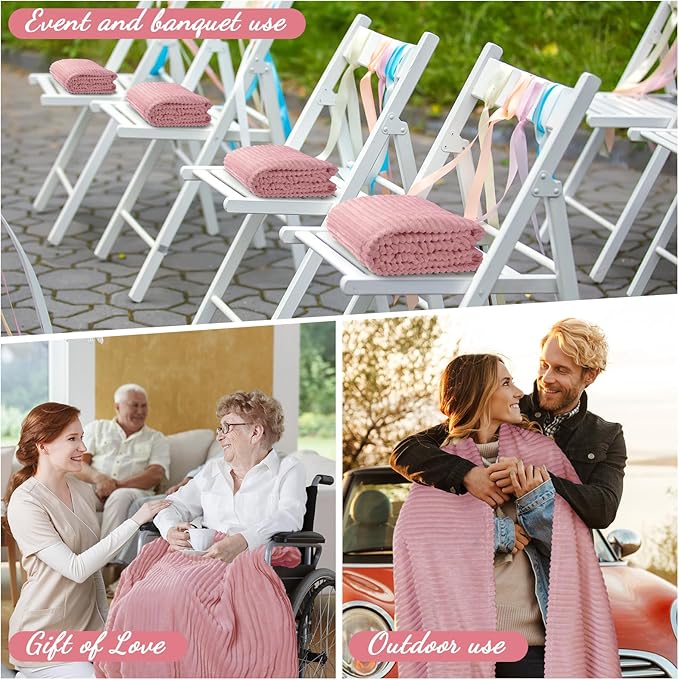 Buryeah 12 Pcs Flannel Throw Blanket Bulk 50 x 60 in Sleepover Blanket Outdoor Wedding Throw Lightweight, Oeko-tex Standard 100 Certified for Sofa Homeless Gifts (Dusty Pink)