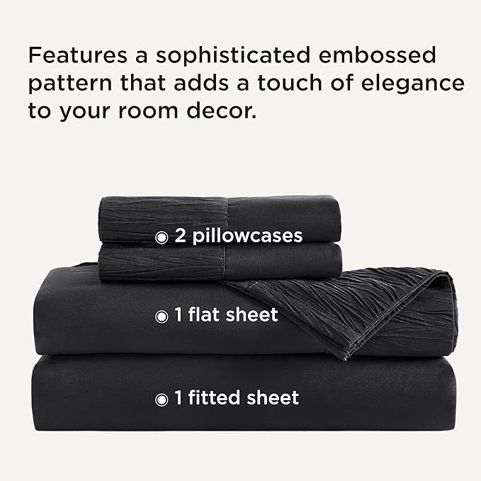 Bedsure California King Sheet Sets - 4 Pieces Soft Cal King Sheets - Breathable & Cooling - Hotel Luxury - Easy Care Polyester Microfiber Bedding for Women, Men, Black