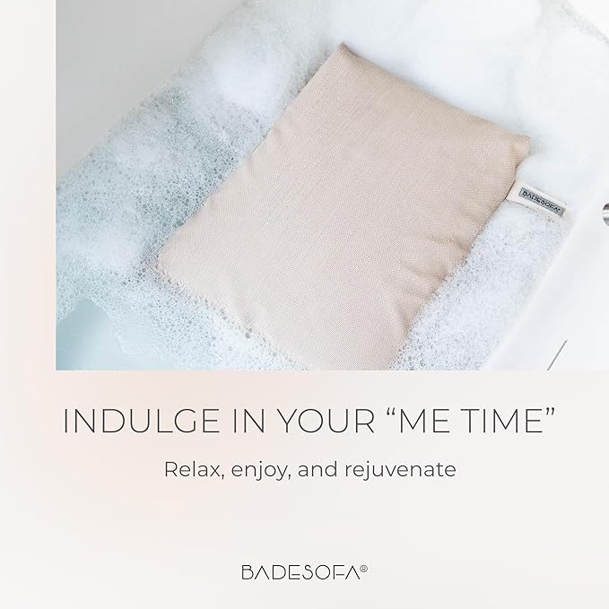 BADESOFA® Luxury Seat Cushion for Bath | Premium-Quality Materials | Comfortable & Quick-Drying | Washable Bath Pillow in Grey | Home Spa | Suitable for Bathtub, Steam Sauna & Hot Tub