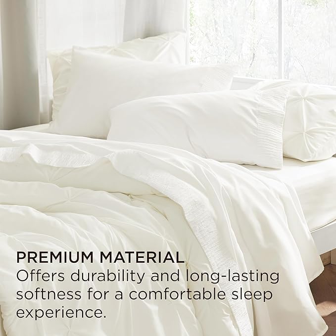 Bedsure Queen Sheet Set - 4 Pieces Soft Queen Size Sheets - Breathable & Cooling - Hotel Luxury - Easy Care Polyester Microfiber Bedding for Women, Men, Ivory