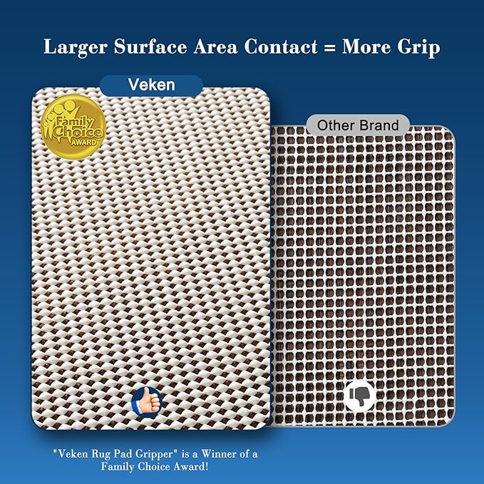 Veken 8x12 Ft Rug Pad Gripper for Hardwood Floors, Non Slip Rug Pads for Area Rugs, Thick Rug Grippers for Tile Floors, Under Carpet Anti Skid Mat, Keep Your Rugs Safe and in Place